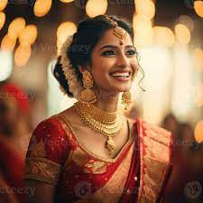 a beautiful happy south indian bride