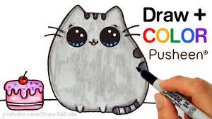 how to draw color pusheen cat step by