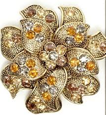 Liz Claiborne Gold Tone Flower Brooch