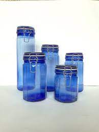 Vintage Cobalt Blue Glass Canisters 5