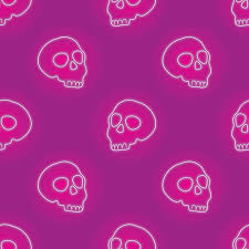 pink neon skull seamless vector on pink