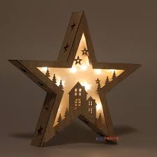 Details About 40cm Wooden Led Light Up Star Xmas Tree House