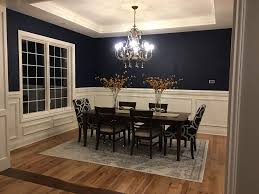Each dining chair is upholstered in a light blue faux linen fabric and features a reclaimed finish on the solid wood legs, for a charming farmhouse look. 120 Navy Dining Room Ideas In 2021 Dining Room Blue Dining Room Decor Dining