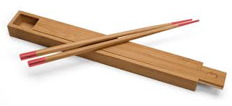 red bamboo chopstick box set wooden