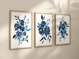 Watercolor Blue Flower Wall Decor Blue