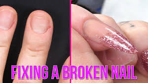 acrylic tip overlay on a broken nail