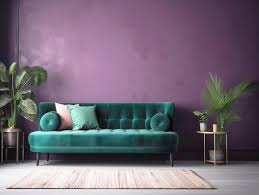 Living Room Interior With Green Sofa