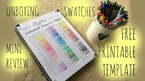Marco Raffine Fine Art Colored Pencils Review Swatches Free Printable Template