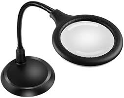 Amazon Com Delixike 5x Dimmable Magnifying Lamp Large Hands Free Magnifying Glass With Light And Stand For Reading Hobbies Crafts Workbench Health Personal Care