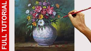 how to paint flowers in old vase in
