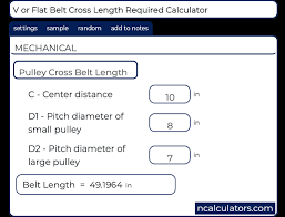 Pulley Cross Belt Length Calculator