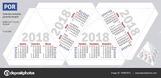 Template Portuguese Brazilian Calendar 2018 Pyramid Shaped Stock