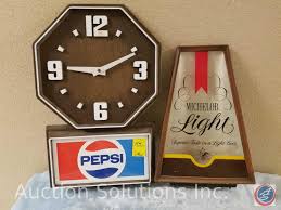 Retro Pepsi Electric Wall Clock Vintage Michelob Lighted