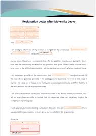 resignation letter after maternity