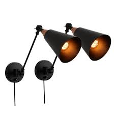 Shop Adjustable Black Swing Arm Wall Light Fixture 2 Pack Plug In Wall Sconce On Sale Overstock 29401102