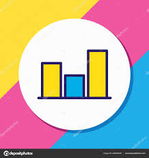 Vector Illustration Of Bar Chart Icon Colored Line