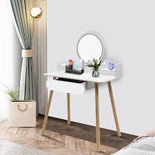 bedroom vanity desk with lighted mirror