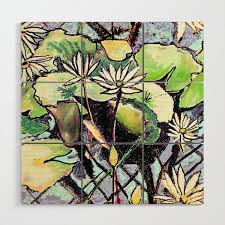 Lotus Flower On A Pond Wood Wall Art By
