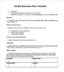Free Printable Simple Business Plan Template One Every