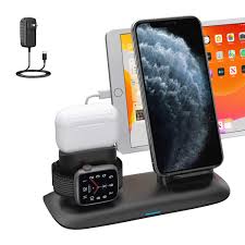 When you pair your airpods with your iphone, icloud will sync the pairing to any ipad you have and logged into the same icloud account. Amazon Com Wireless Charger 4 In 1 Wireless Charging Station For Ipad Apple Watch And Iphone Airpods Pro Wireless Charging Stand For Iphone 11 11 Pro Max X Xr Xs 8 Plus Apple Watch Charger 5 4 3