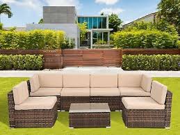 7 Pieces Outdoor Sectional Sofa Patio