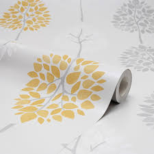 riva tree wallpaper yellow white grey