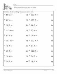 Free Measurement Conversion Worksheets Feet And Inches