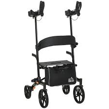 Homcom Aluminum Forearm Rollator Walker For Seniors And S With 10 Wheels Seat And Backrest Folding Upright Walker With Adjustable Handle