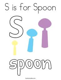 All spoon coloring page download fork spoons fabric pages cutlery click knife. S Is For Spoon Coloring Page Twisty Noodle