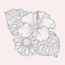 tropical flower outline images free