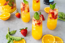 brunch sangria mimosas with mint and