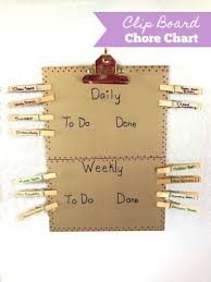 Clipboard Chore Chart With Clothespins Routine Chart
