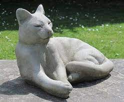 Lounging Cat Statue Stone Cat Ornament