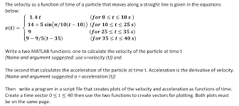 Solved The Velocity As A Function Of