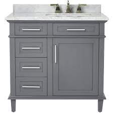 Rsi home products c14136a richmond bathroom vanity cabinet with top, fully assembled, 2 door, white, 36 x 31 x18 in. Home Decorators Collection Sonoma 36 In W X 22 In D Bath Vanity In Dark Charcoal With Carrara Marble Top With White Sinks 8105100270 The Home Depot