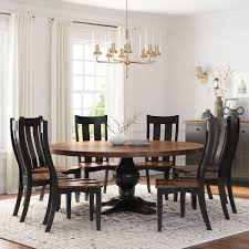 Maybe you would like to learn more about one of these? Rexburg Black Two Tone Solid Wood Farmhouse Dining Table Chair Set