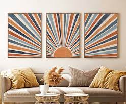 Sun Print Set Of 3 Wall Decor Boho