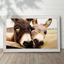Two Donkeys On The Farm Wall Art