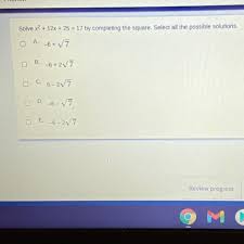 Solve X2 12x 25 17 By Completing