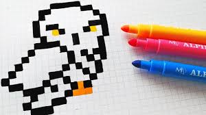 Voir plus didees sur le theme draw pixel art et punto de cruz. Handmade Pixel Art How To Draw Hedwig From Harry Potter Pixelart Youtube