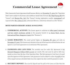 commercial lease agreement in singapore