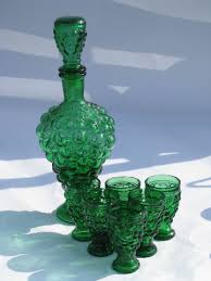 Green Grape Pattern Glass Retro