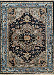 savana blue hand knotted wool rugs lca