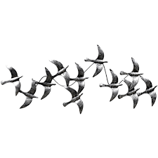 birds in flight hand crafted wall metal art
