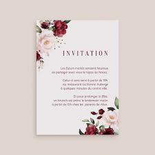 carte d invitation mariage rubis chic