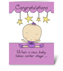 Lay out pieces where you want them. New Baby Girl On Stage Congratulations Send This Greeting Card Designed By Christie Black Card Gnome