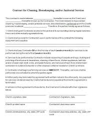 Cleaning Contract Template Contract Agreements Formats Examples