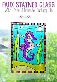 Faux Stained Glass Seahorse Suncatcher