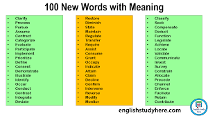 100 new words with meaning english