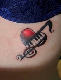 Fabulous music note and heart tattoo. Music Note Heart Tattoo Designs Shefalitayal